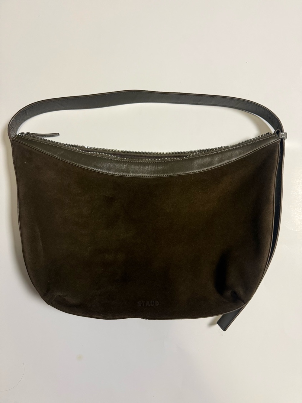 STAUD Dark Brown Suede Shoulder Bag - Picture 12 of 12